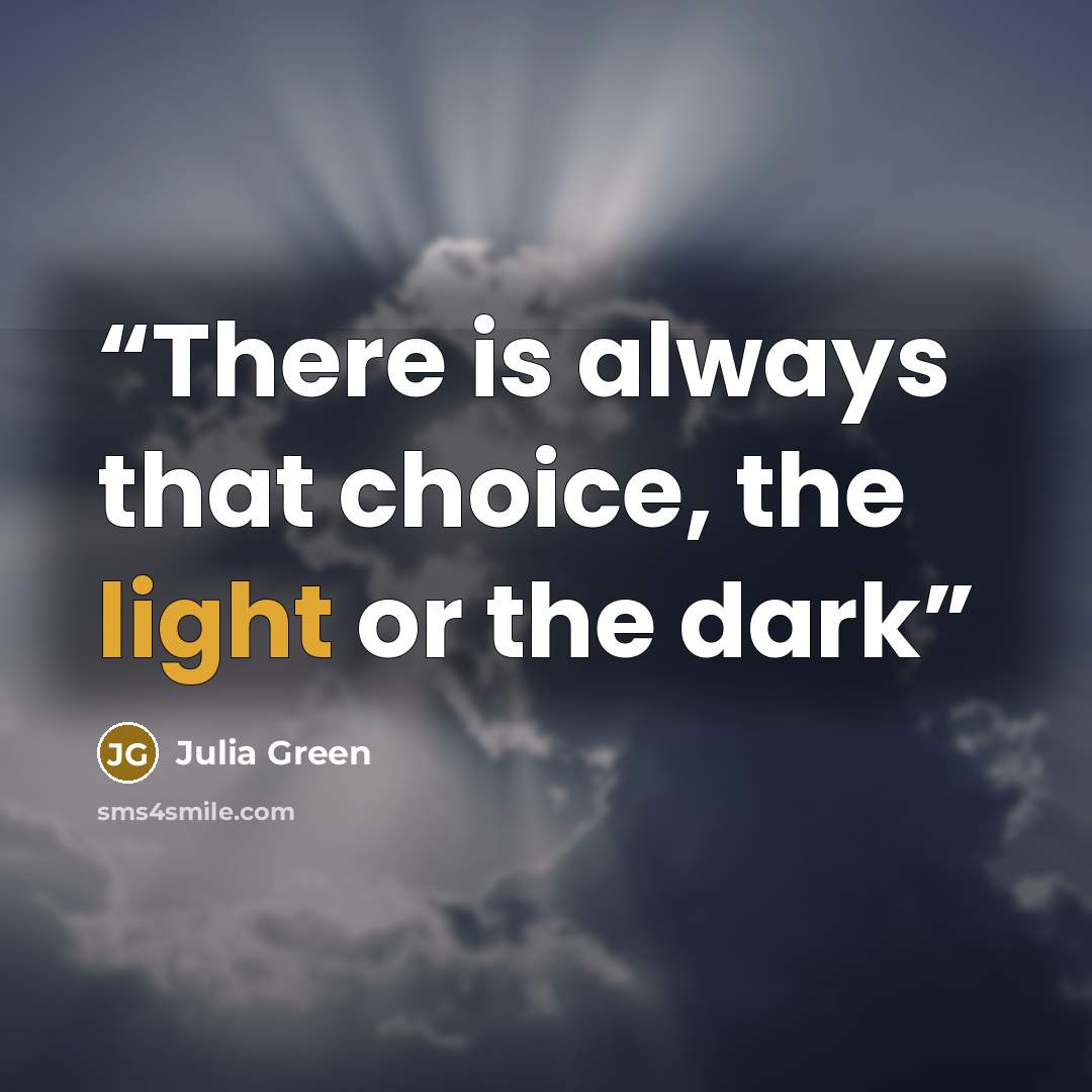 “There is always that choice, the light or the dark” quote by Julia Green