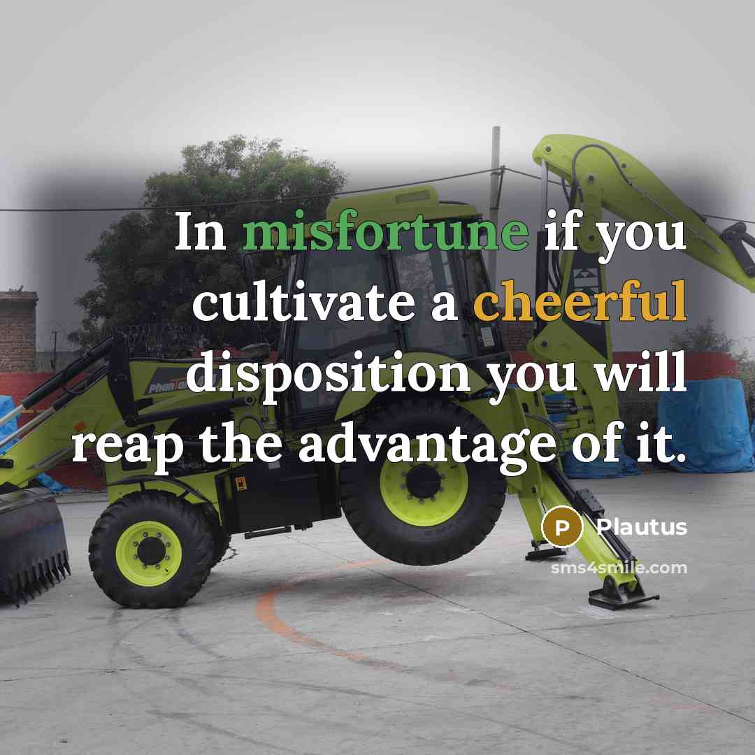“In misfortune if you cultivate a cheerful disposition you will reap the advantage of it.” quote by Plautus