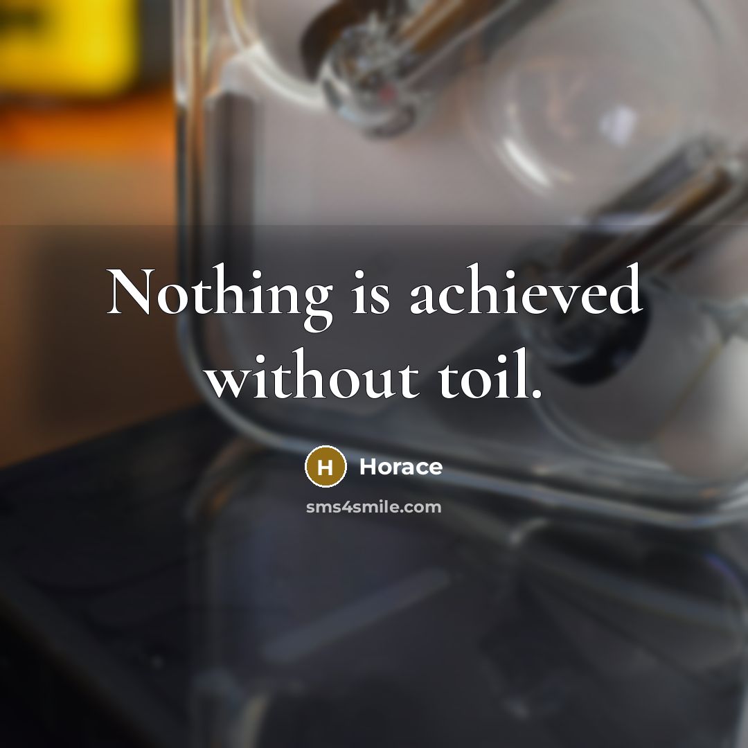 “Nothing is achieved without toil.” quote by Horace
