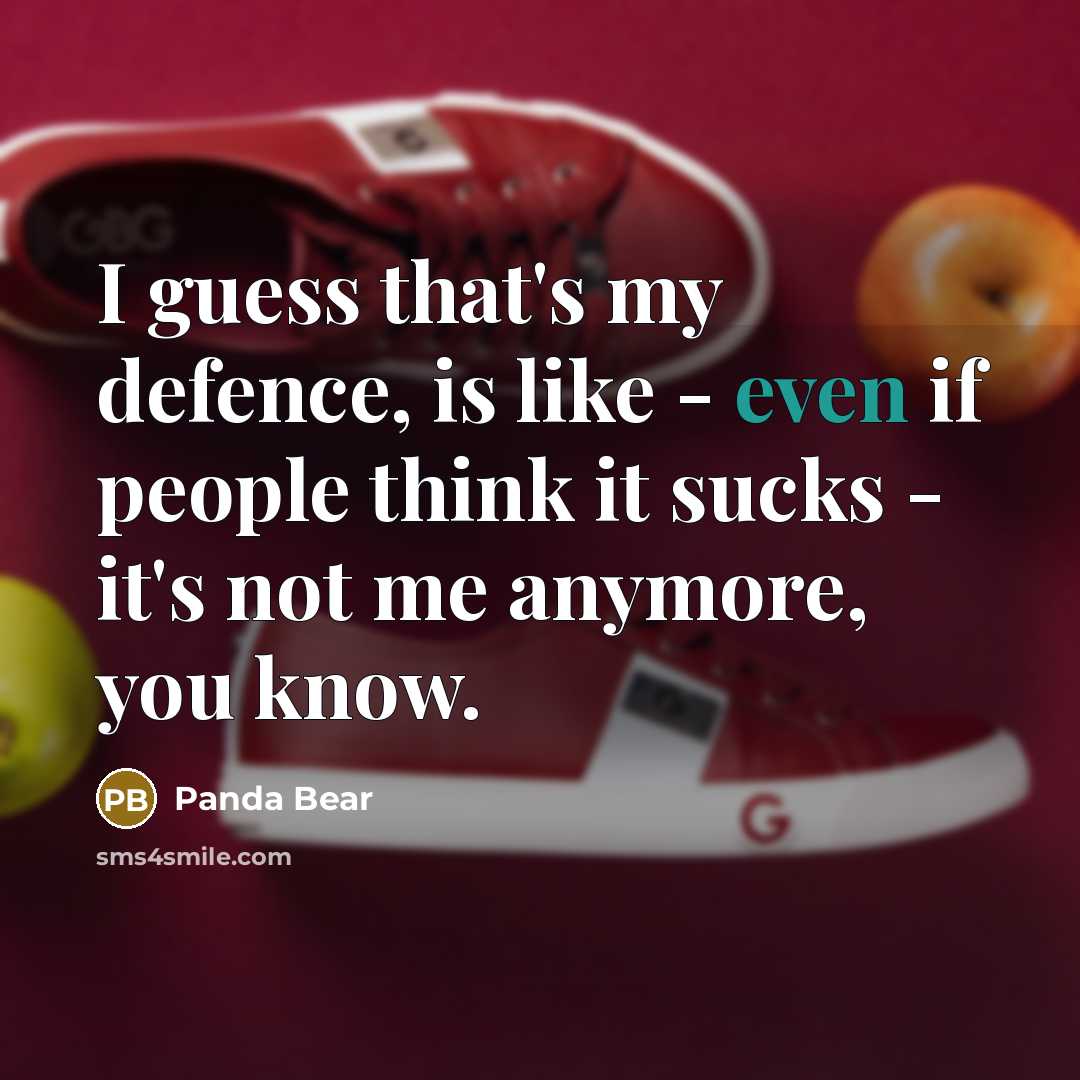 “I guess that's my defence, is like - even if people think it sucks - it's not me anymore, you know.” quote by Panda Bear