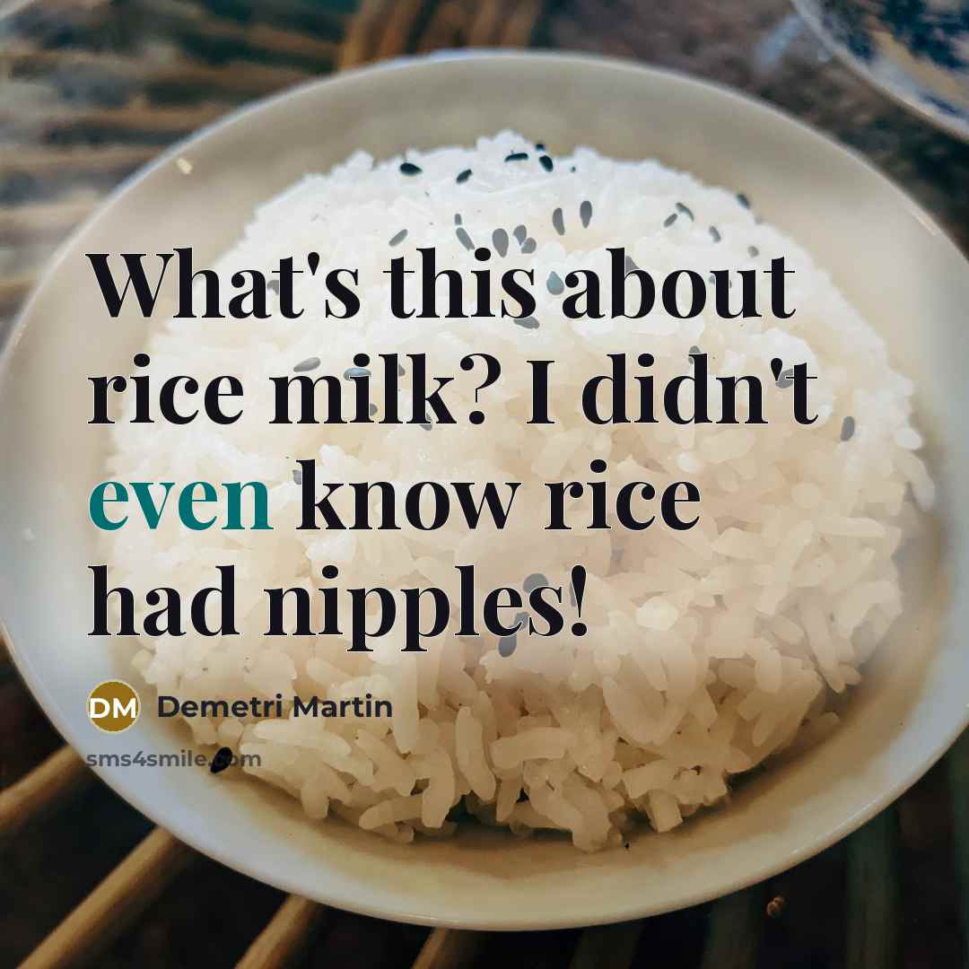 “What's this about rice milk? I didn't even know rice had nipples!” quote by Demetri Martin