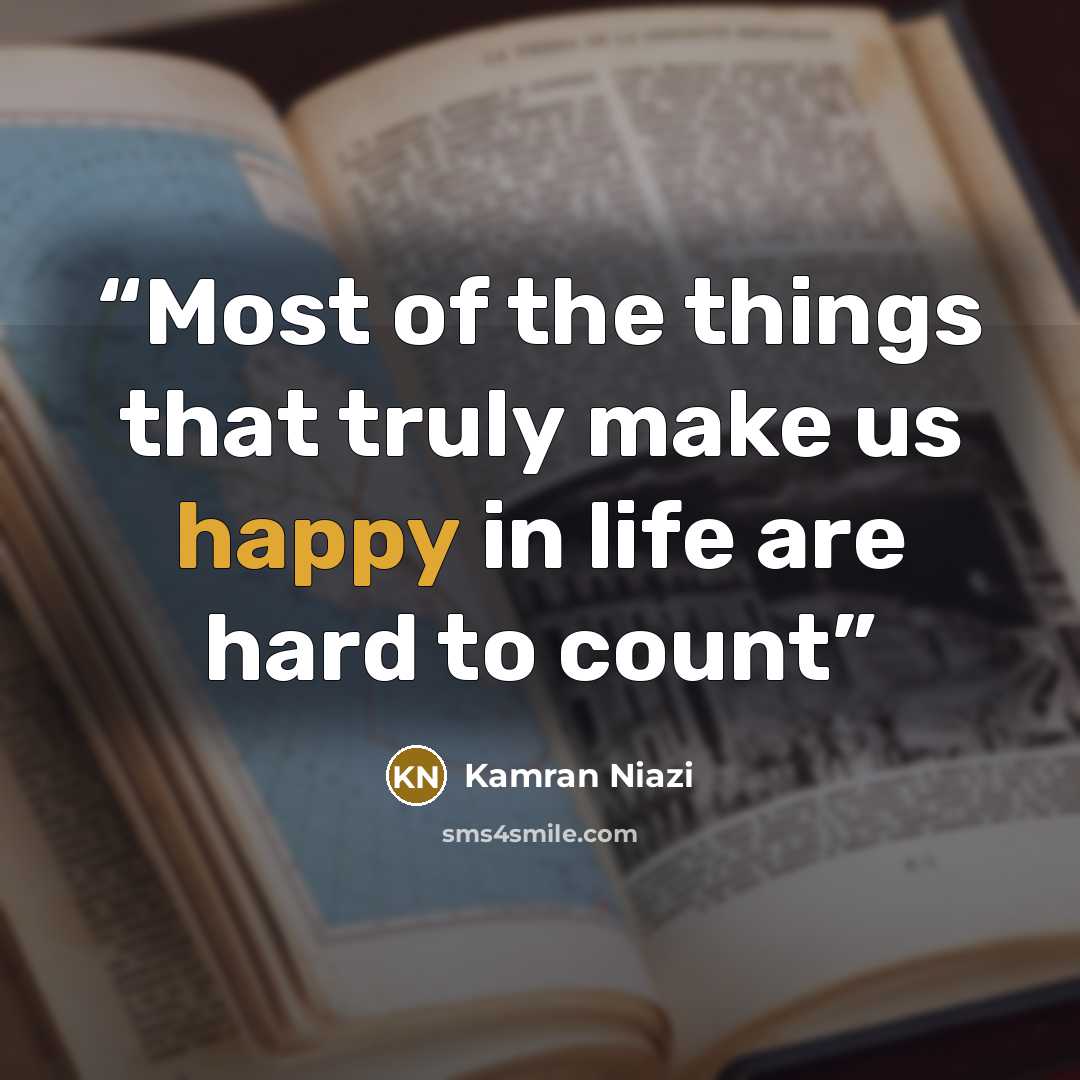 “Most of the things that truly make us happy in life are hard to count” quote by Kamran Niazi