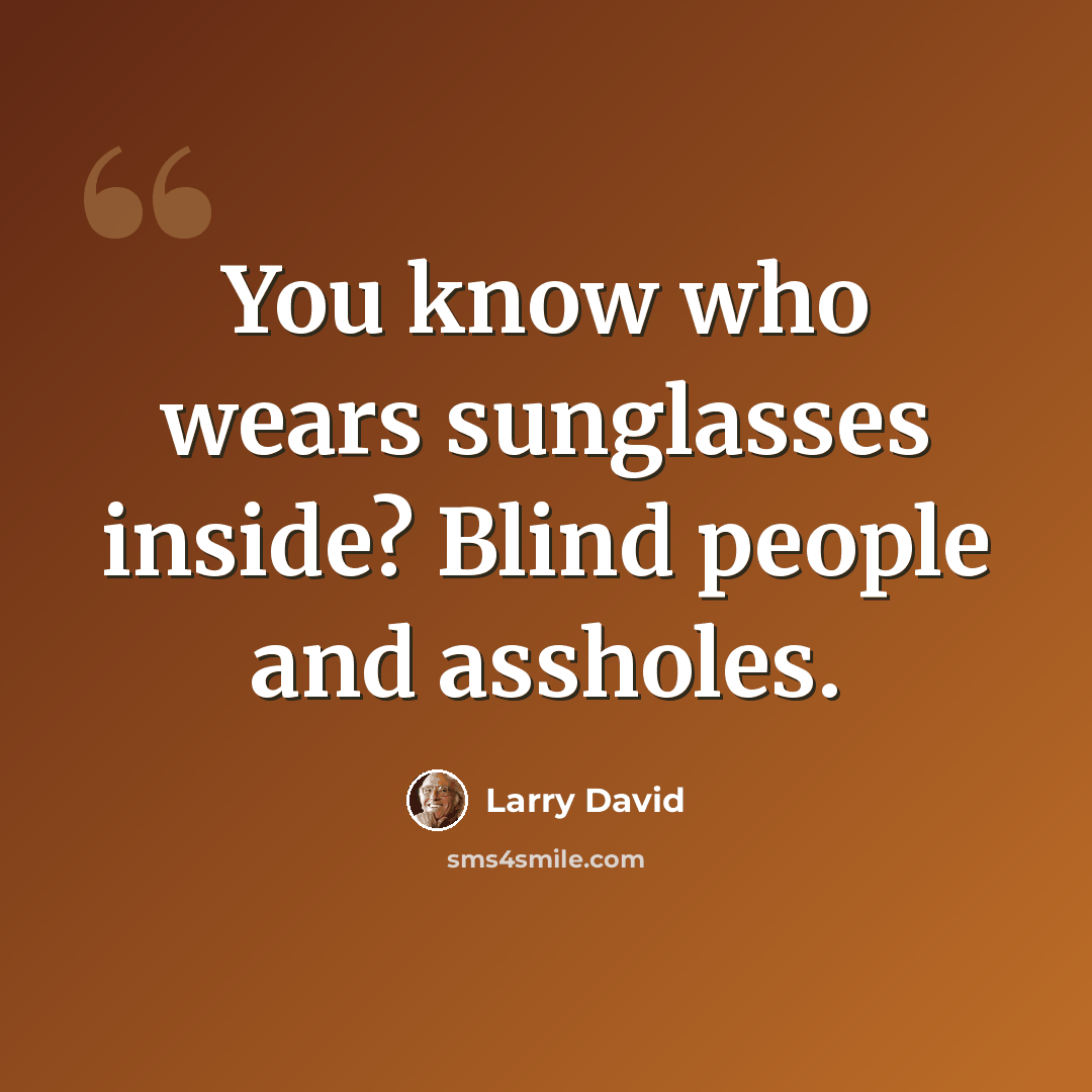 “You know who wears sunglasses inside? Blind people and assholes.” quote by Larry David