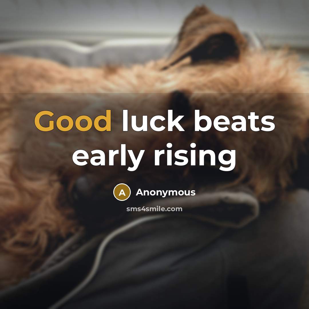 “Good luck beats early rising” quote by Anonymous