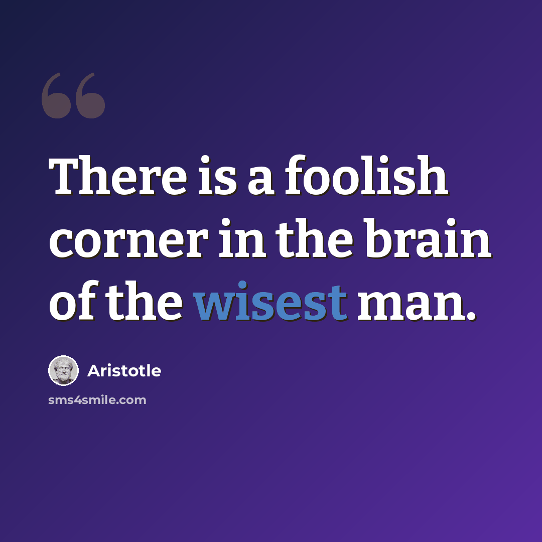 “There is a foolish corner in the brain of the wisest man.” quote by Aristotle