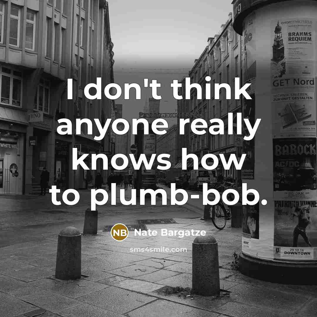 “I don't think anyone really knows how to plumb-bob.” quote by Nate Bargatze