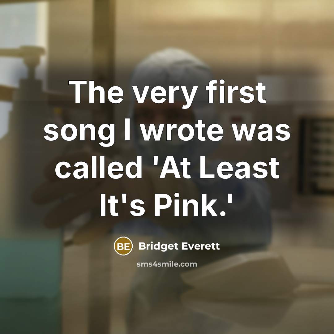 “The very first song I wrote was called 'At Least It's Pink.'” quote by Bridget Everett