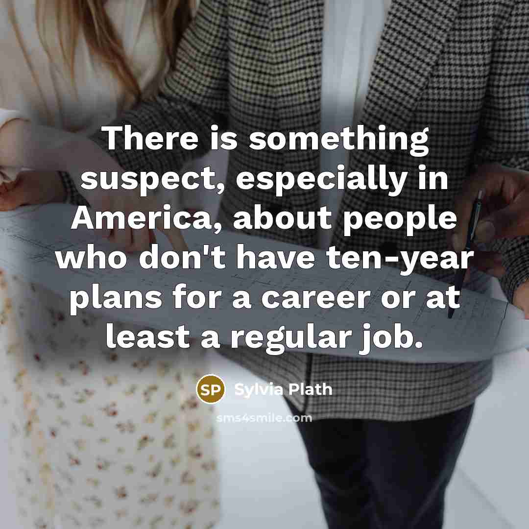 “There is something suspect, especially in America, about people who don't have ten-year plans for a career or at least a regular job.” quote by Sylvia Plath