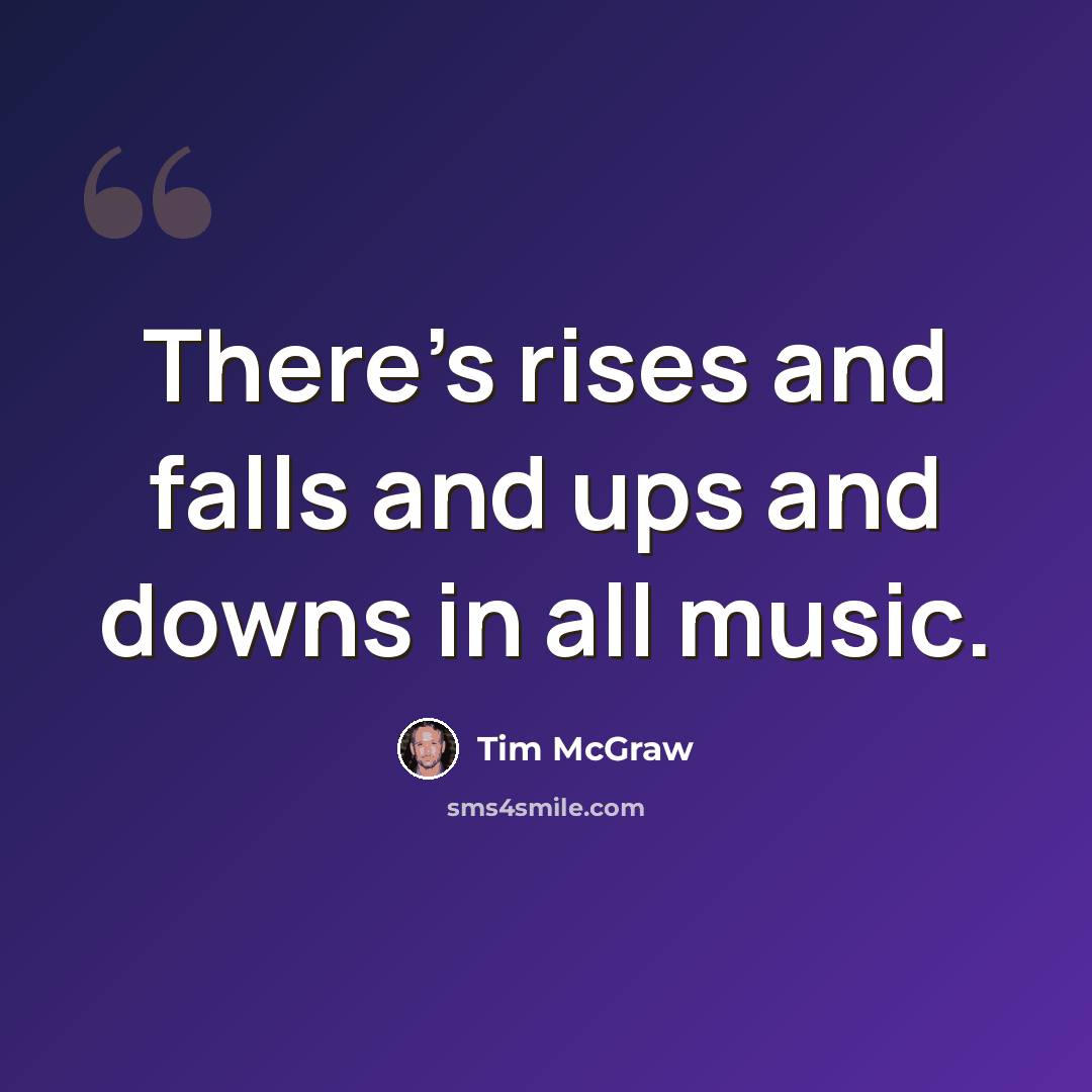 “There's rises and falls and ups and downs in all music.” quote by Tim McGraw