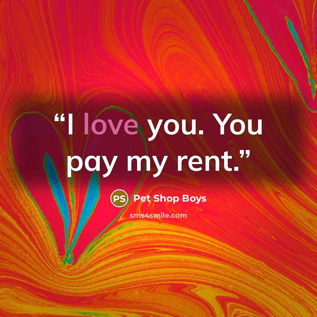 “I love you. You pay my rent.” quote by Pet Shop Boys