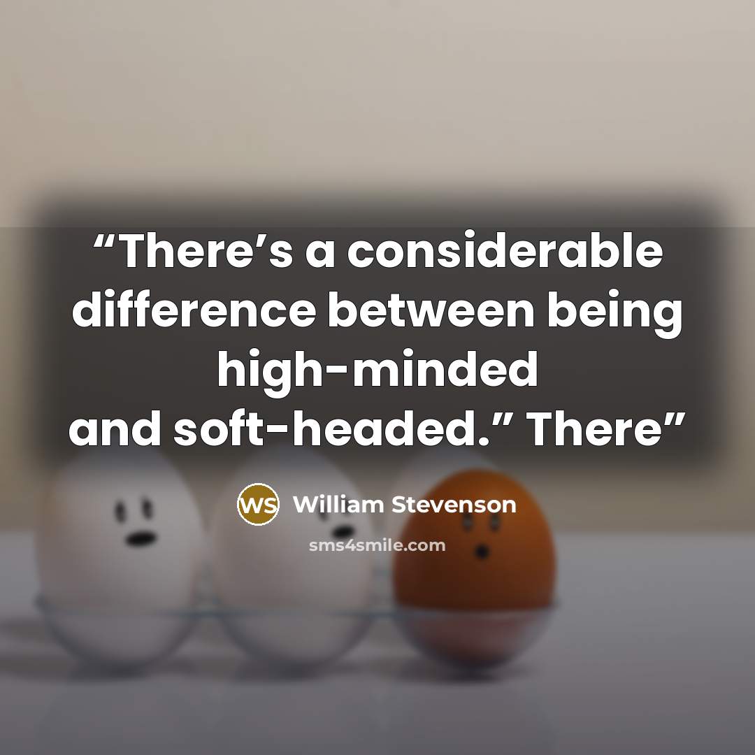 “There’s a considerable difference between being high-minded and soft-headed.” There” quote by William Stevenson