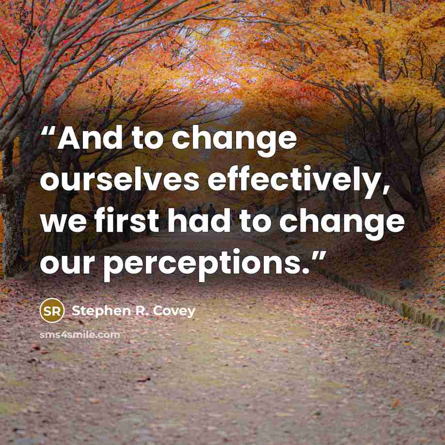 “And to change ourselves effectively, we first had to change our perceptions.” quote by Stephen R. Covey