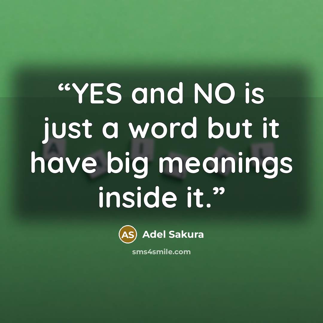 “YES and NO is just a word but it have big meanings inside it.” quote by Adel Sakura