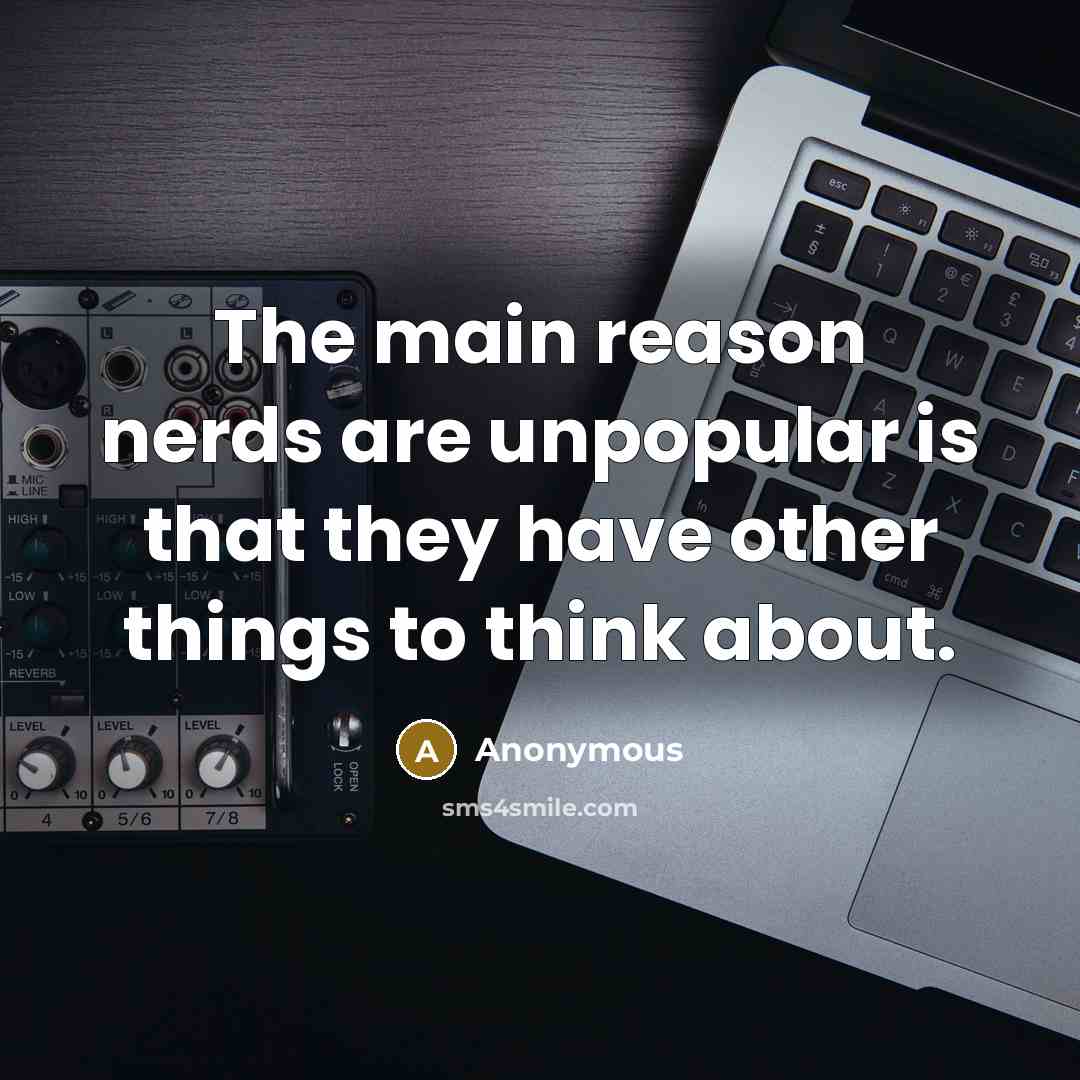 “The main reason nerds are unpopular is that they have other things to think about.” quote by Anonymous