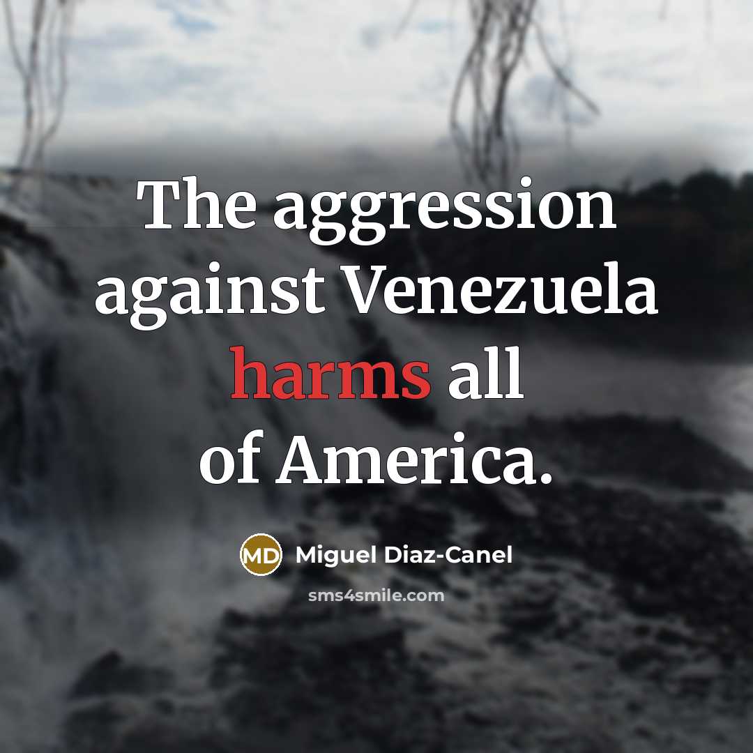 “The aggression against Venezuela harms all of America.” quote by Miguel Diaz-Canel