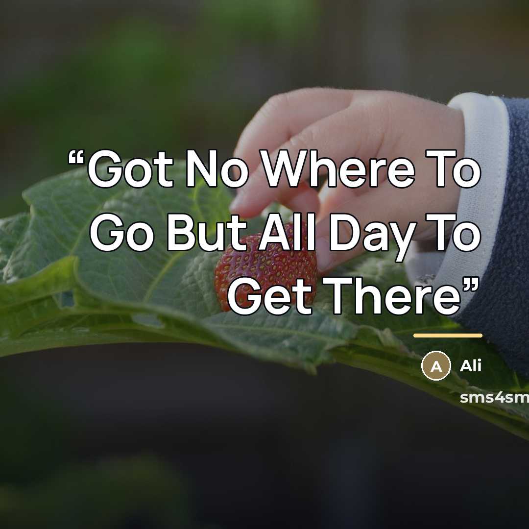 “Got No Where To Go But All Day To Get There” quote by Ali