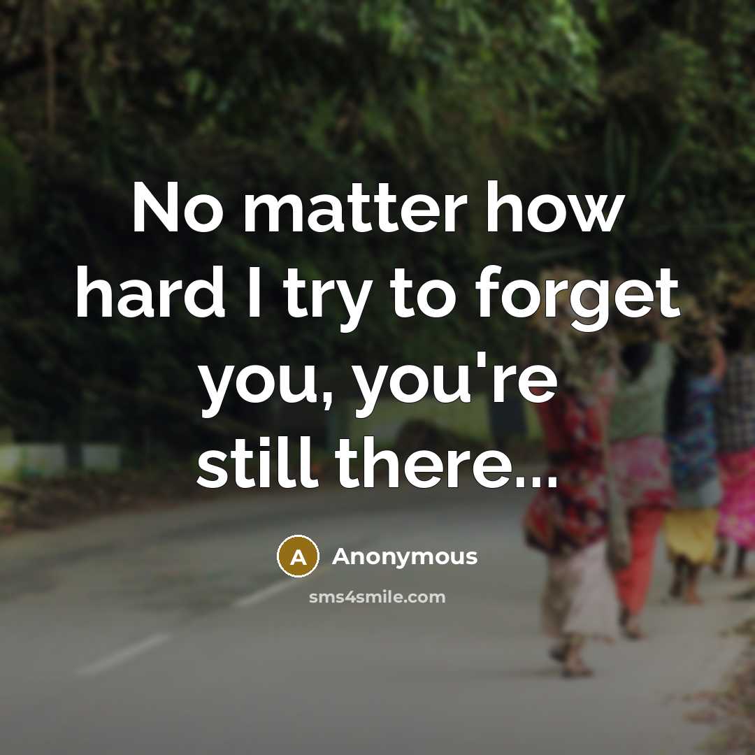 “No matter how hard I try to forget you, you're still there...” quote by Anonymous