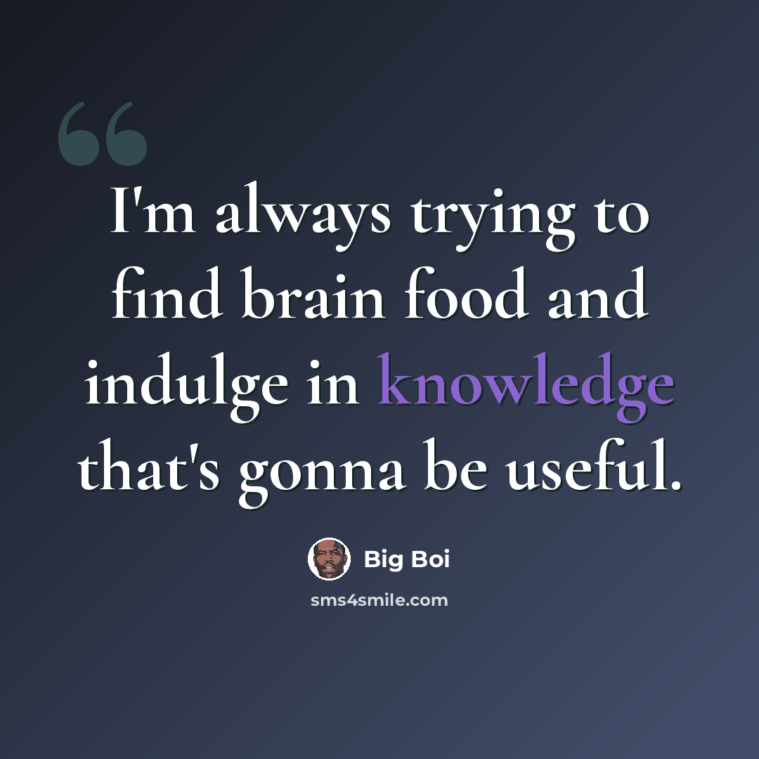 “I'm always trying to find brain food and indulge in knowledge that's gonna be useful.” quote by Big Boi