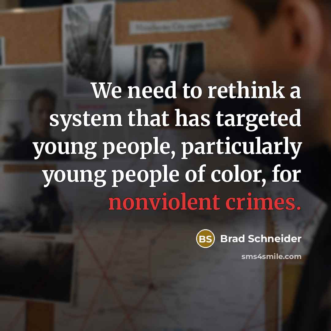 “We need to rethink a system that has targeted young people, particularly young people of color, for nonviolent crimes.” quote by Brad Schneider
