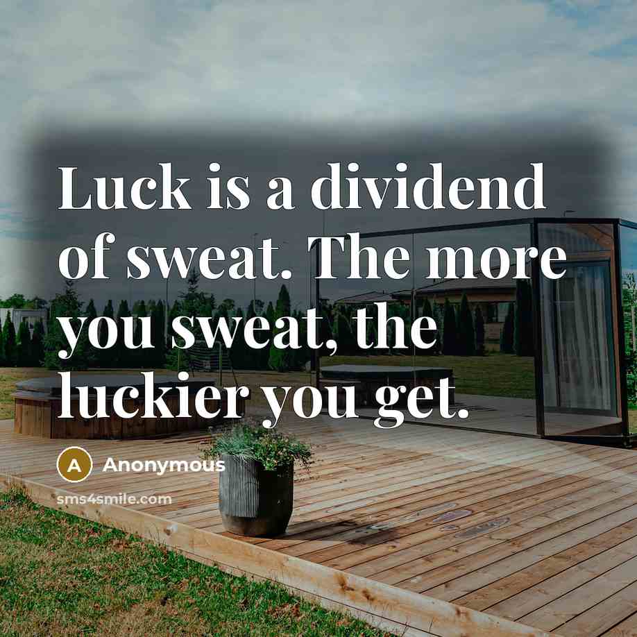 “Luck is a dividend of sweat. The more you sweat, the luckier you get.” quote by Anonymous