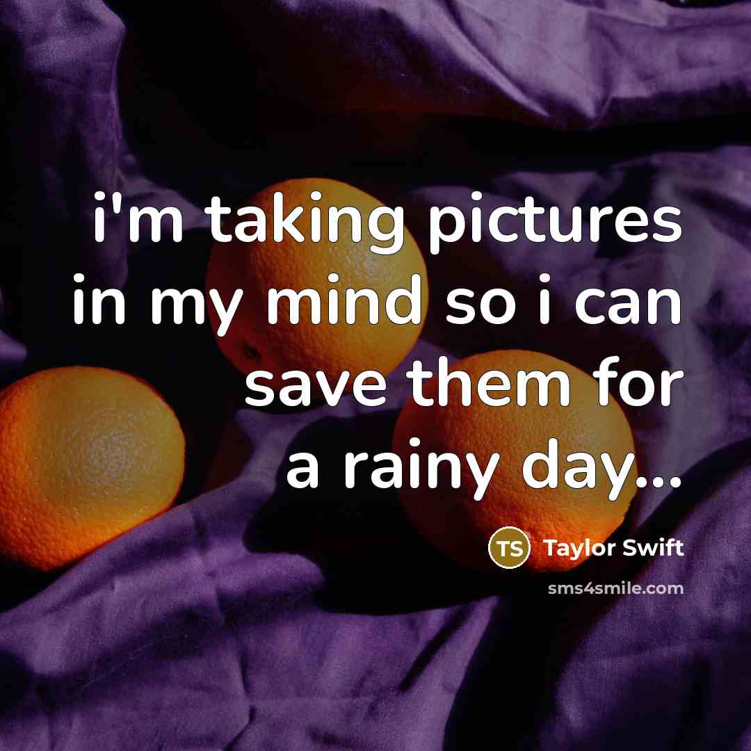 “i'm taking pictures in my mind so i can save them for a rainy day...” quote by Taylor Swift