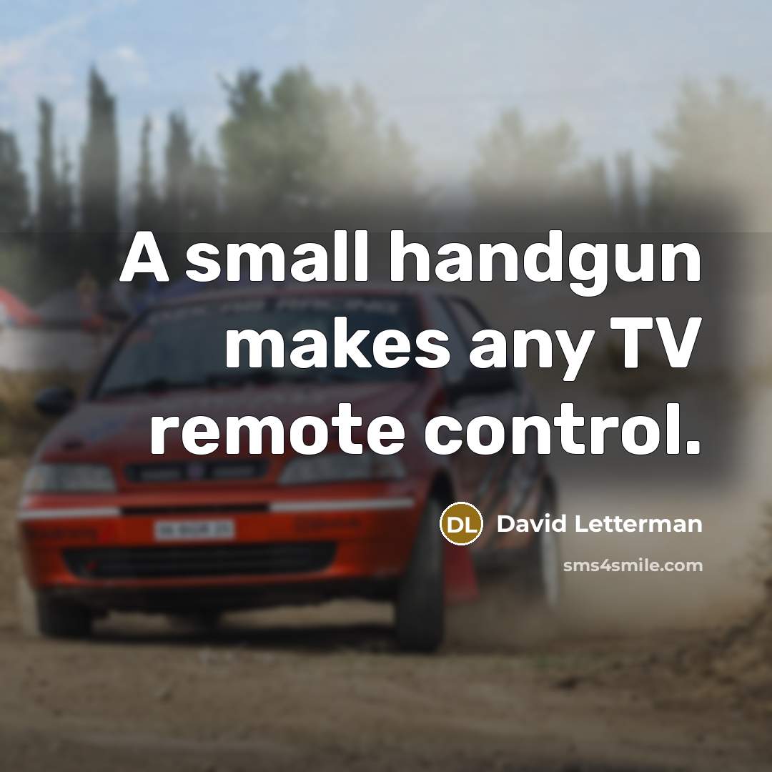 “A small handgun makes any TV remote control.” quote by David Letterman