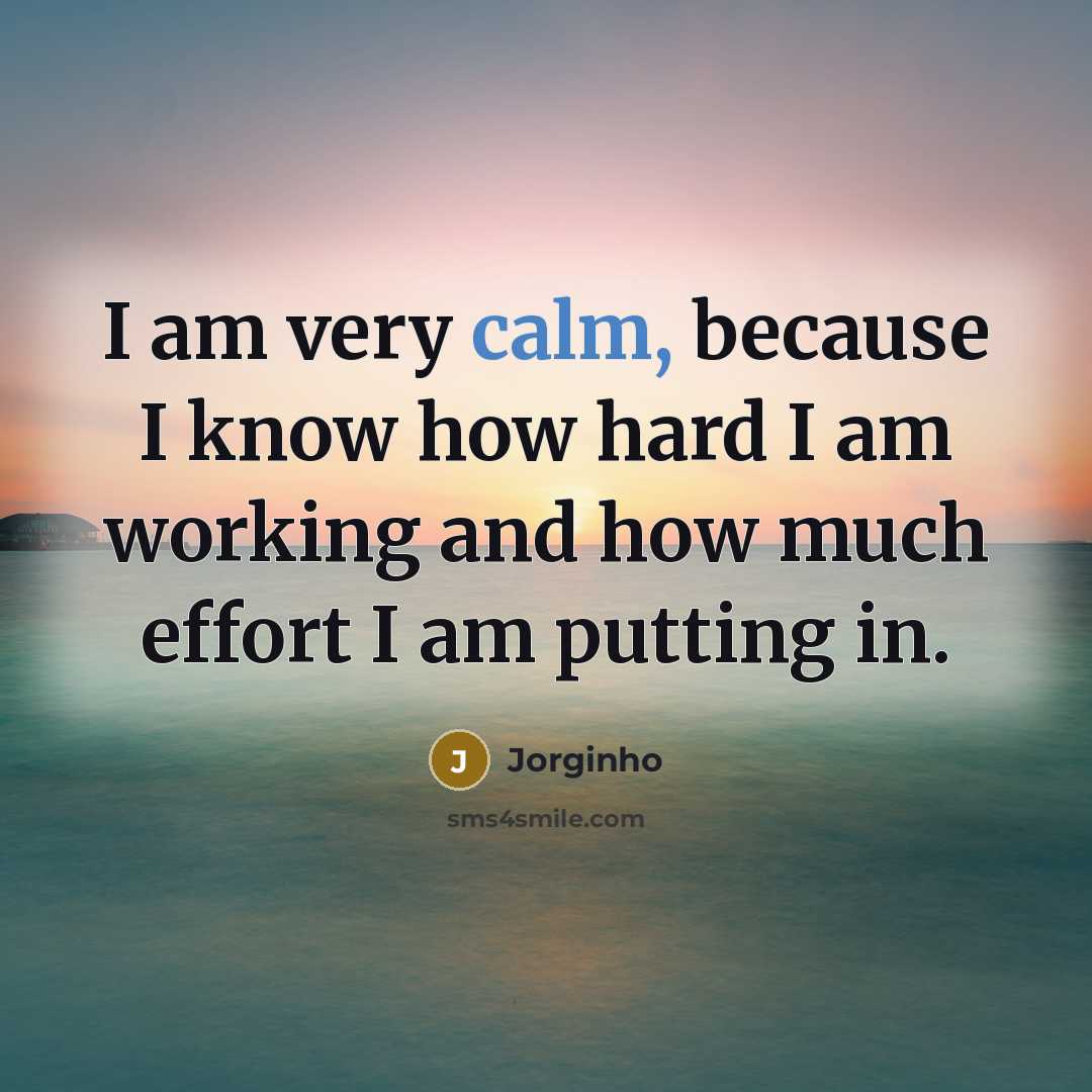 “I am very calm, because I know how hard I am working and how much effort I am putting in.” quote by Jorginho