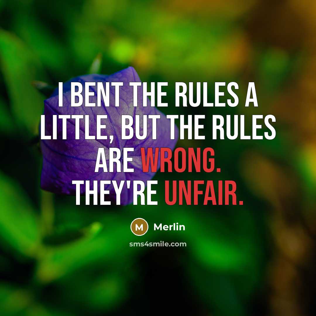 “I bent the rules a little, but the rules are wrong. They're unfair.” quote by Merlin