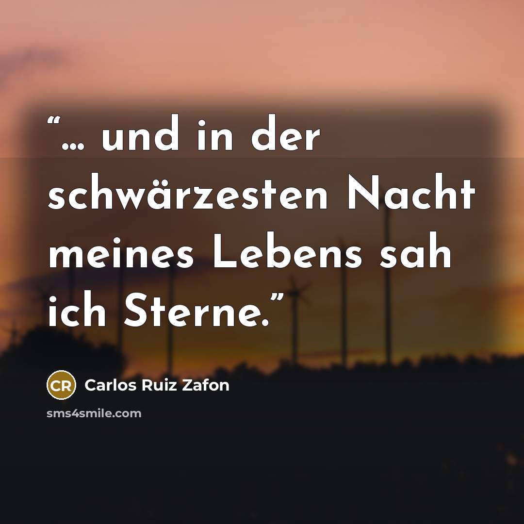 “... und in der schwärzesten Nacht meines Lebens sah ich Sterne.” quote by Carlos Ruiz Zafón