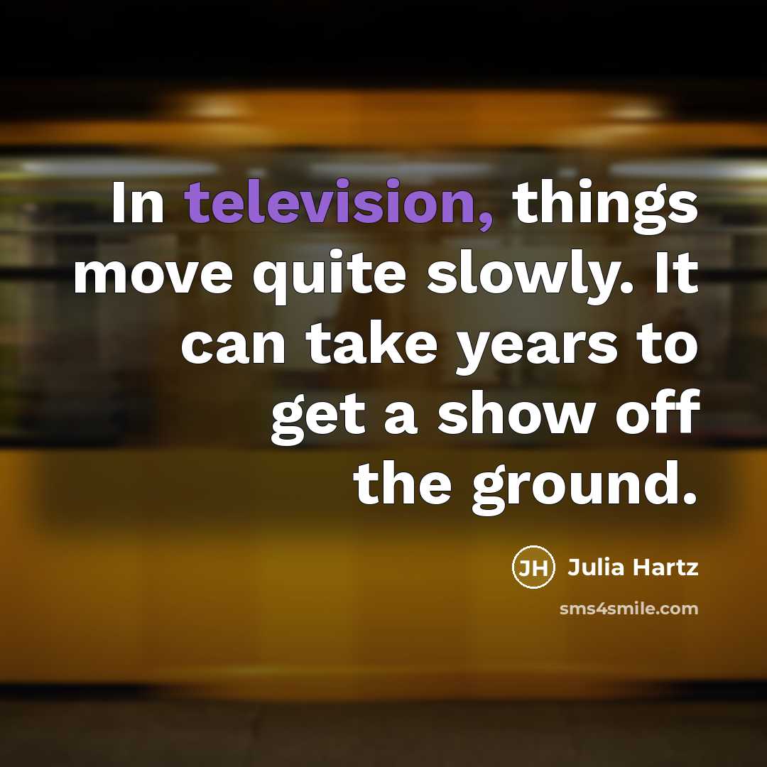 “In television, things move quite slowly. It can take years to get a show off the ground.” quote by Julia Hartz