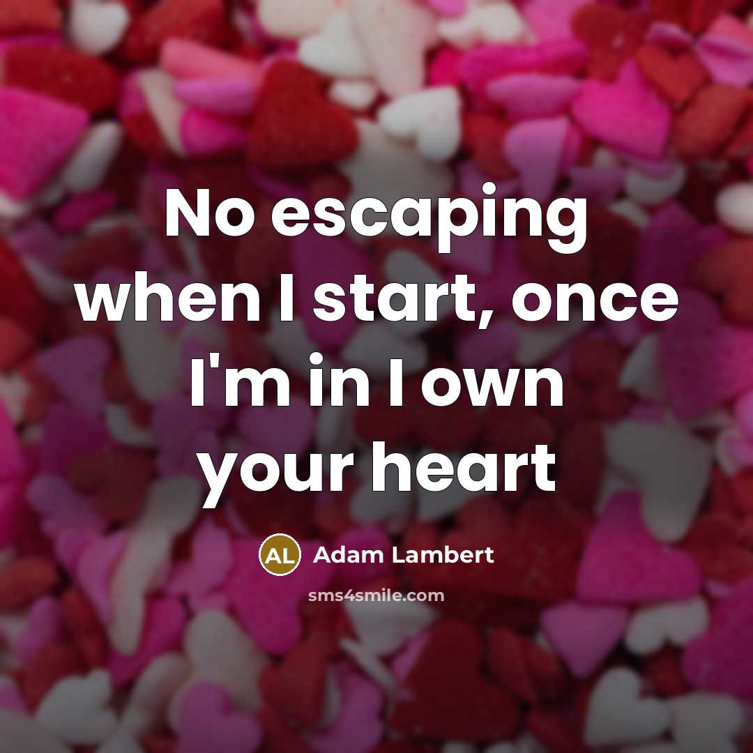 “No escaping when I start, once I'm in I own your heart” quote by Adam Lambert