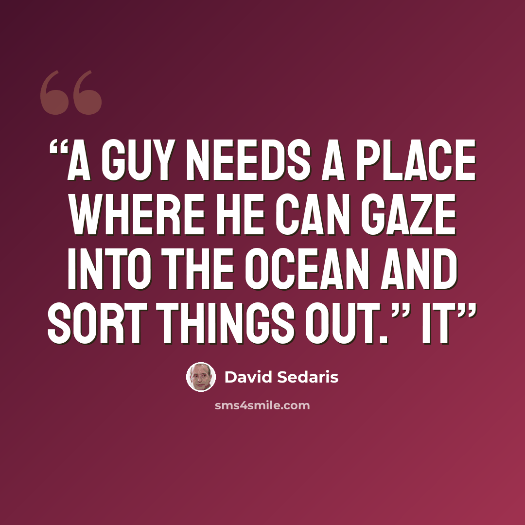 “A guy needs a place where he can gaze into the ocean and sort things out.” It” quote by David Sedaris
