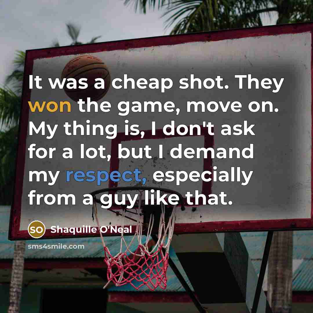 “It was a cheap shot. They won the game, move on. My thing is, I don't ask for a lot, but I demand my respect, especially from a guy like that.” quote by Shaquille O'Neal