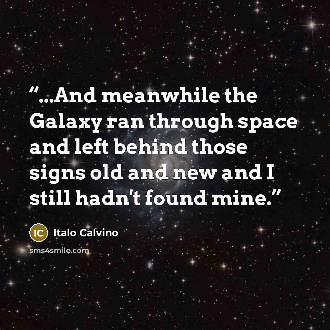 “...And meanwhile the Galaxy ran through space and left behind those signs old and new and I still hadn't found mine.” quote by Italo Calvino