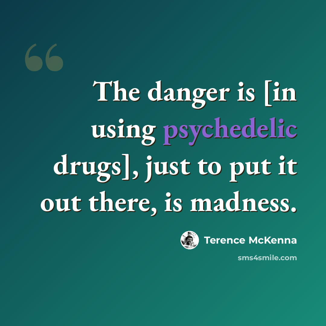 “The danger is [in using psychedelic drugs], just to put it out there, is madness.” quote by Terence McKenna