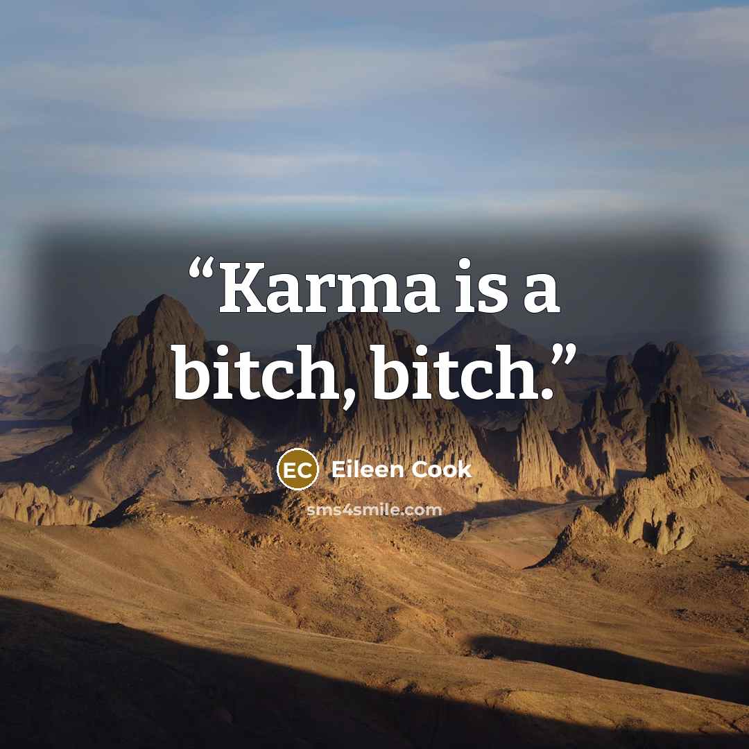 “Karma is a bitch, bitch.” quote by Eileen Cook