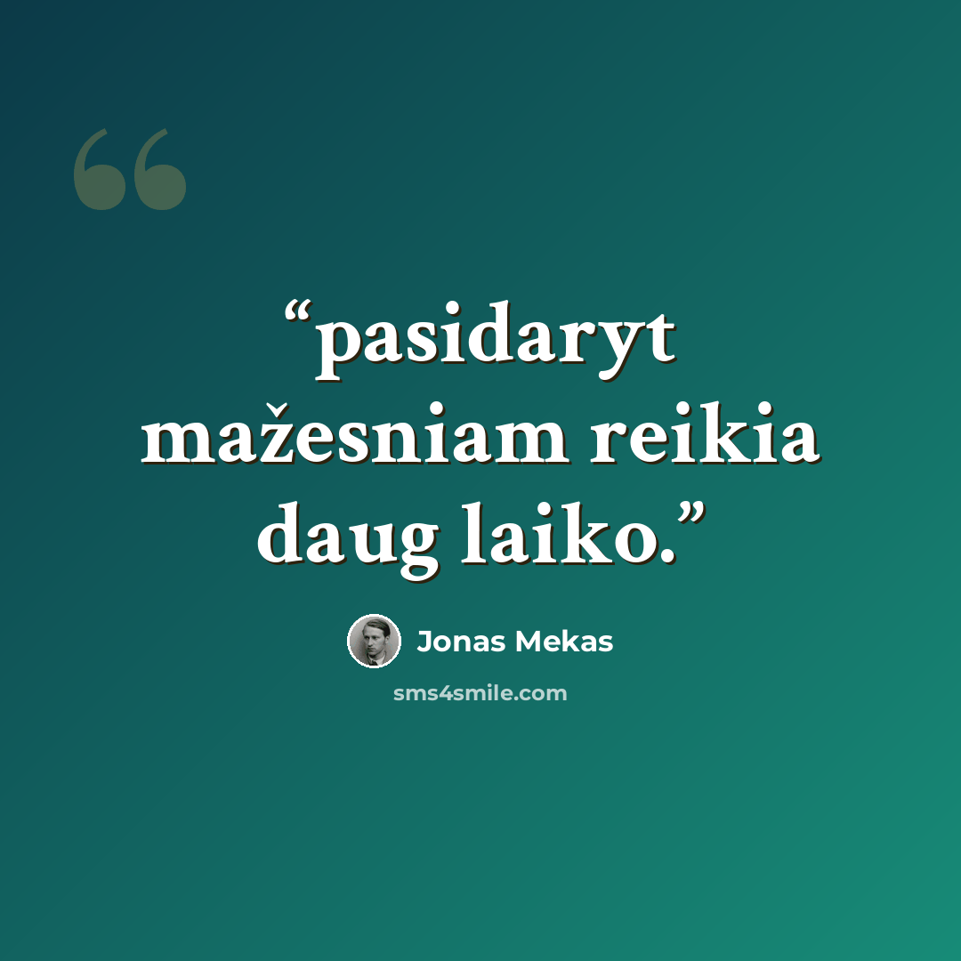 “pasidaryt mažesniam reikia daug laiko.” quote by Jonas Mekas