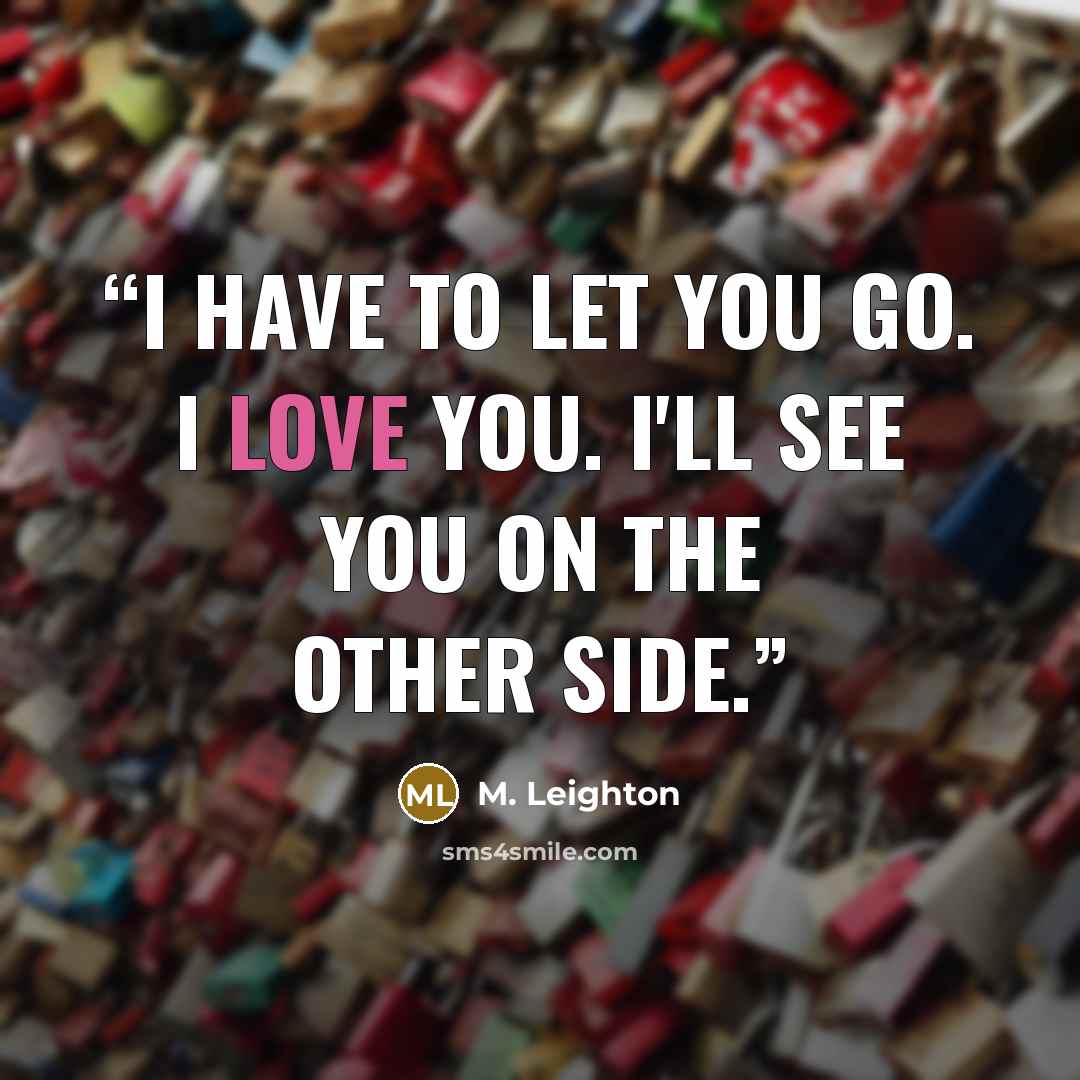 “I have to let you go. I love you. I'll see you on the other side.” quote by M. Leighton