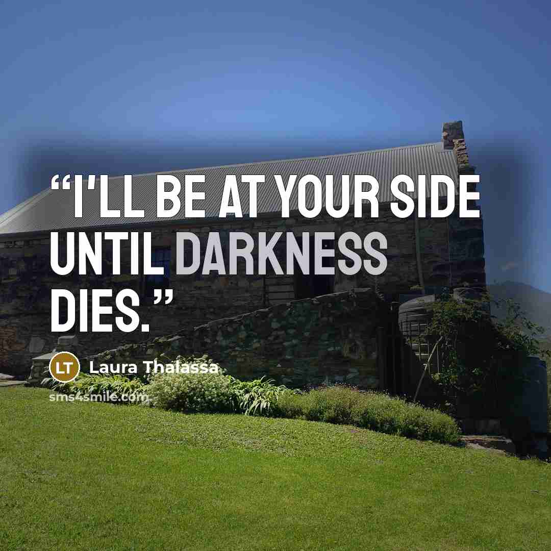 “I'll be at your side until darkness dies.” quote by Laura Thalassa