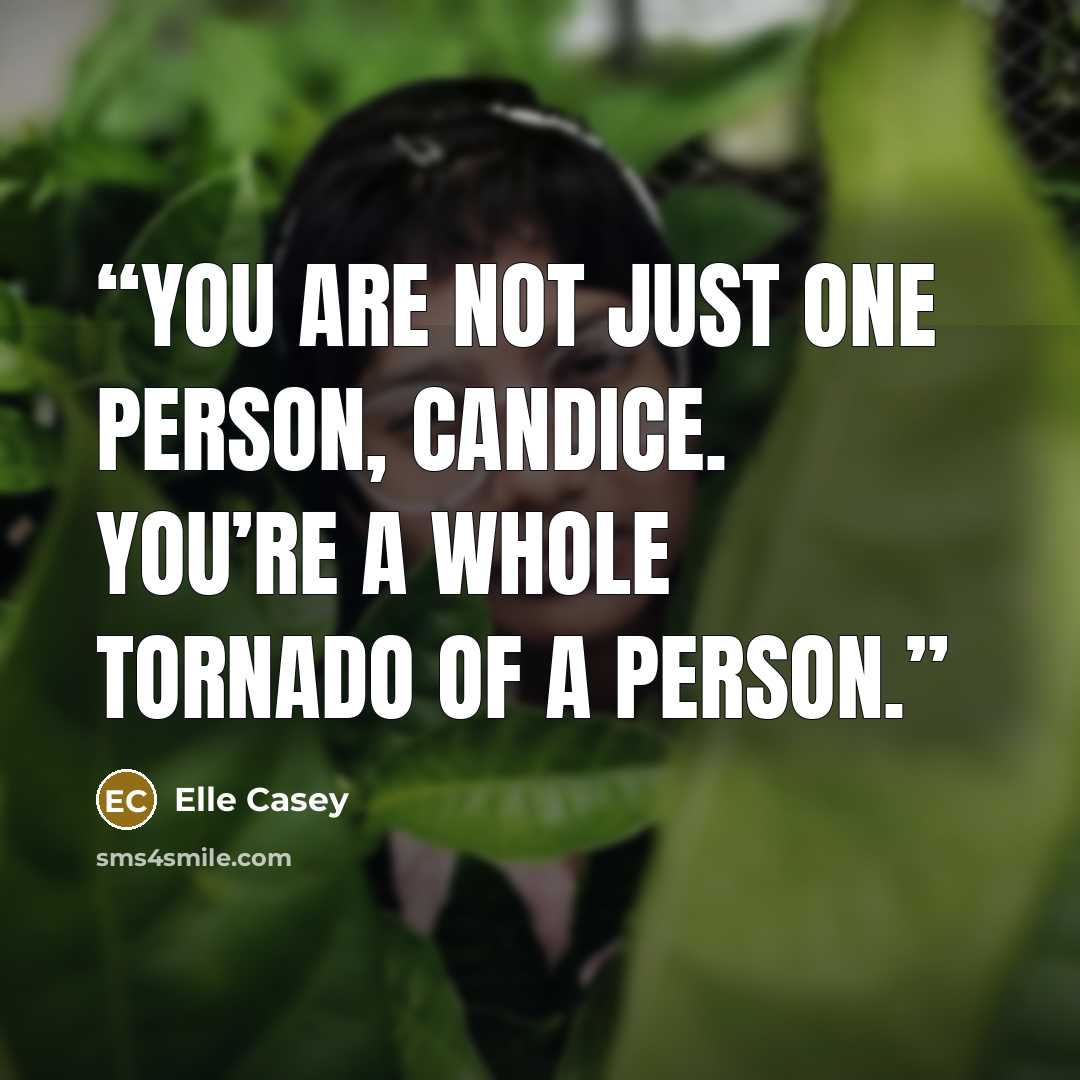“You are not just one person, Candice. You’re a whole tornado of a person.” quote by Elle Casey