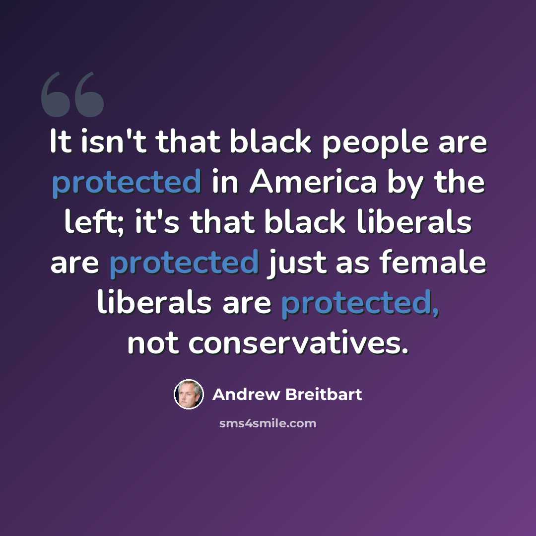 “It isn't that black people are protected in America by the left; it's that black liberals are protected just as female liberals are protected, not conservatives.” quote by Andrew Breitbart