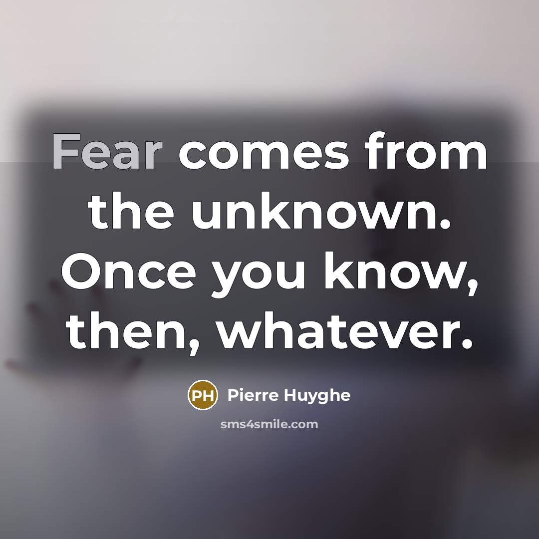 “Fear comes from the unknown. Once you know, then, whatever.” quote by Pierre Huyghe