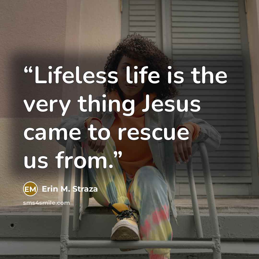 “Lifeless life is the very thing Jesus came to rescue us from.” quote by Erin M. Straza