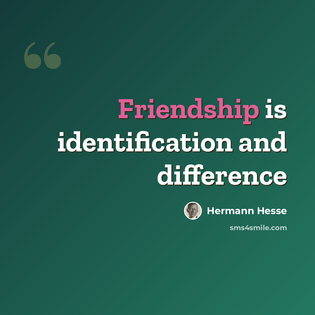 “Friendship is identification and difference” quote by Hermann Hesse