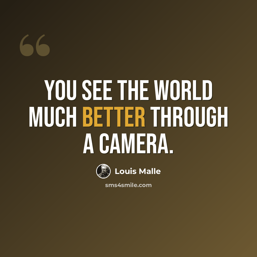 “You see the world much better through a camera.” quote by Louis Malle
