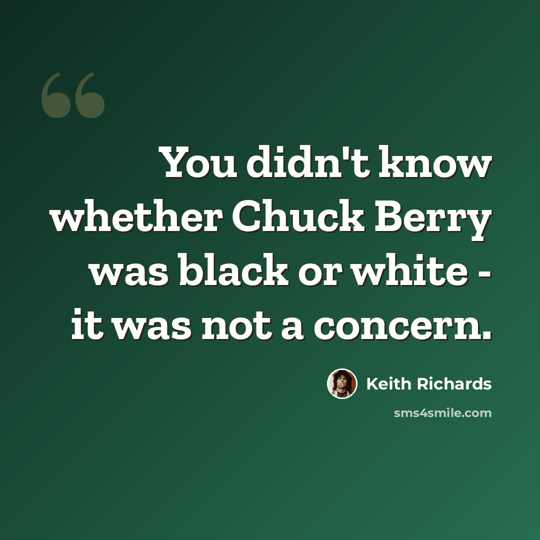 “You didn't know whether Chuck Berry was black or white - it was not a concern.” quote by Keith Richards