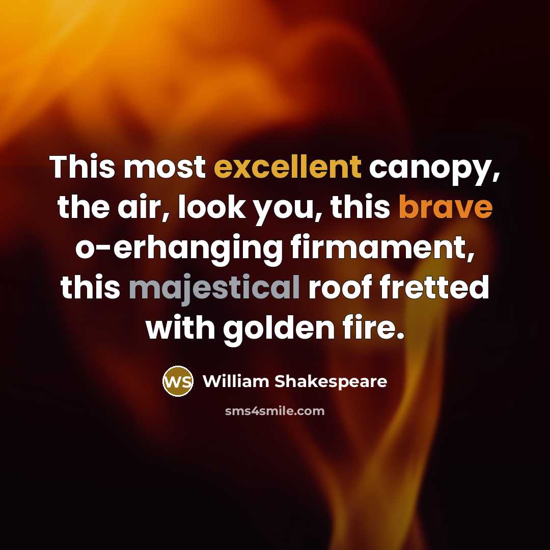 “This most excellent canopy, the air, look you, this brave o-erhanging firmament, this majestical roof fretted with golden fire.” quote by William Shakespeare