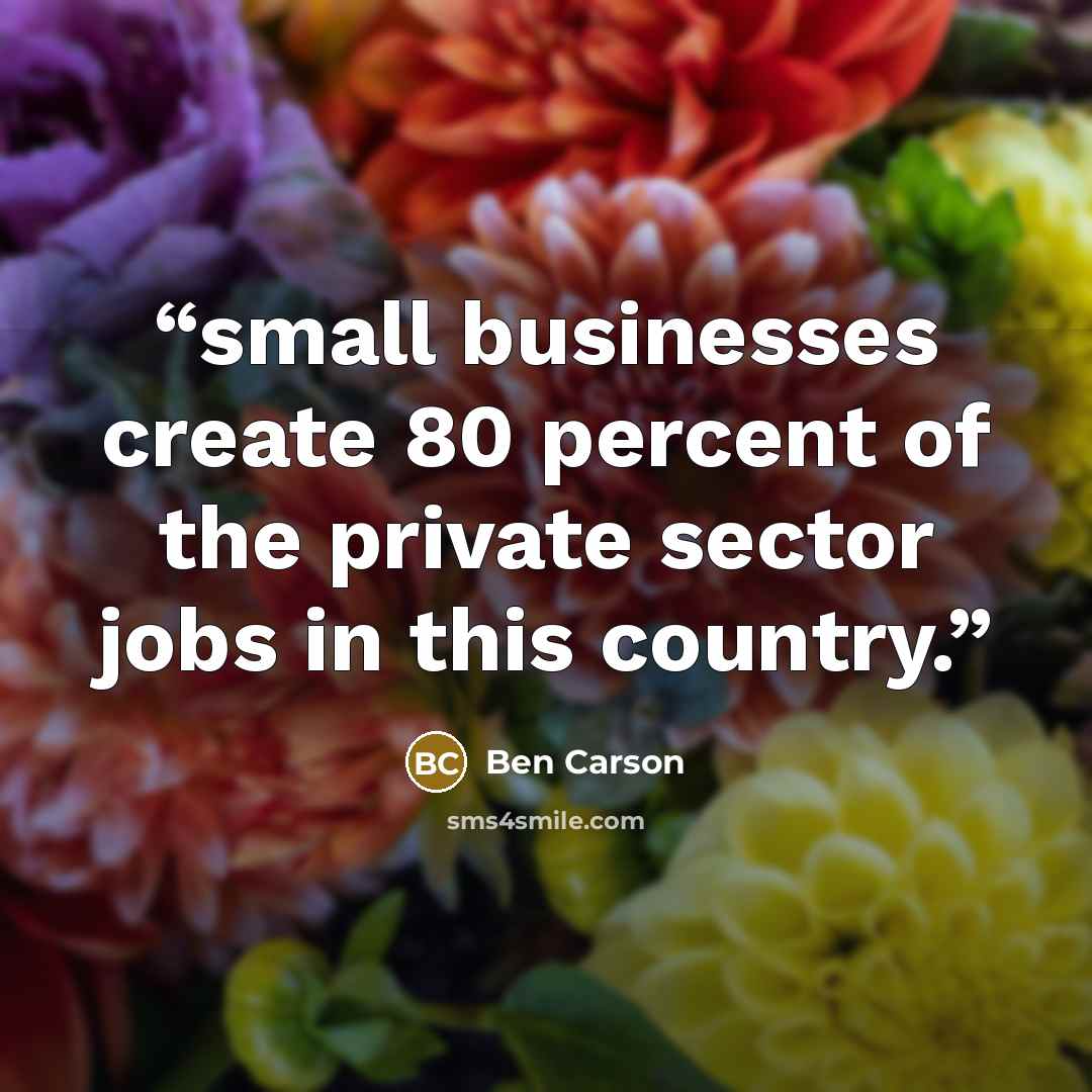 “small businesses create 80 percent of the private sector jobs in this country.” quote by Ben Carson