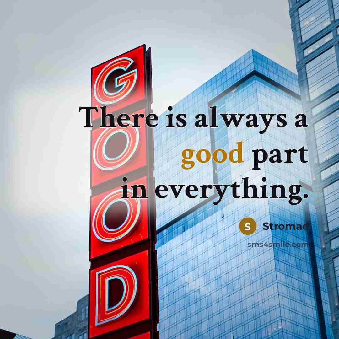 “There is always a good part in everything.” quote by Stromae