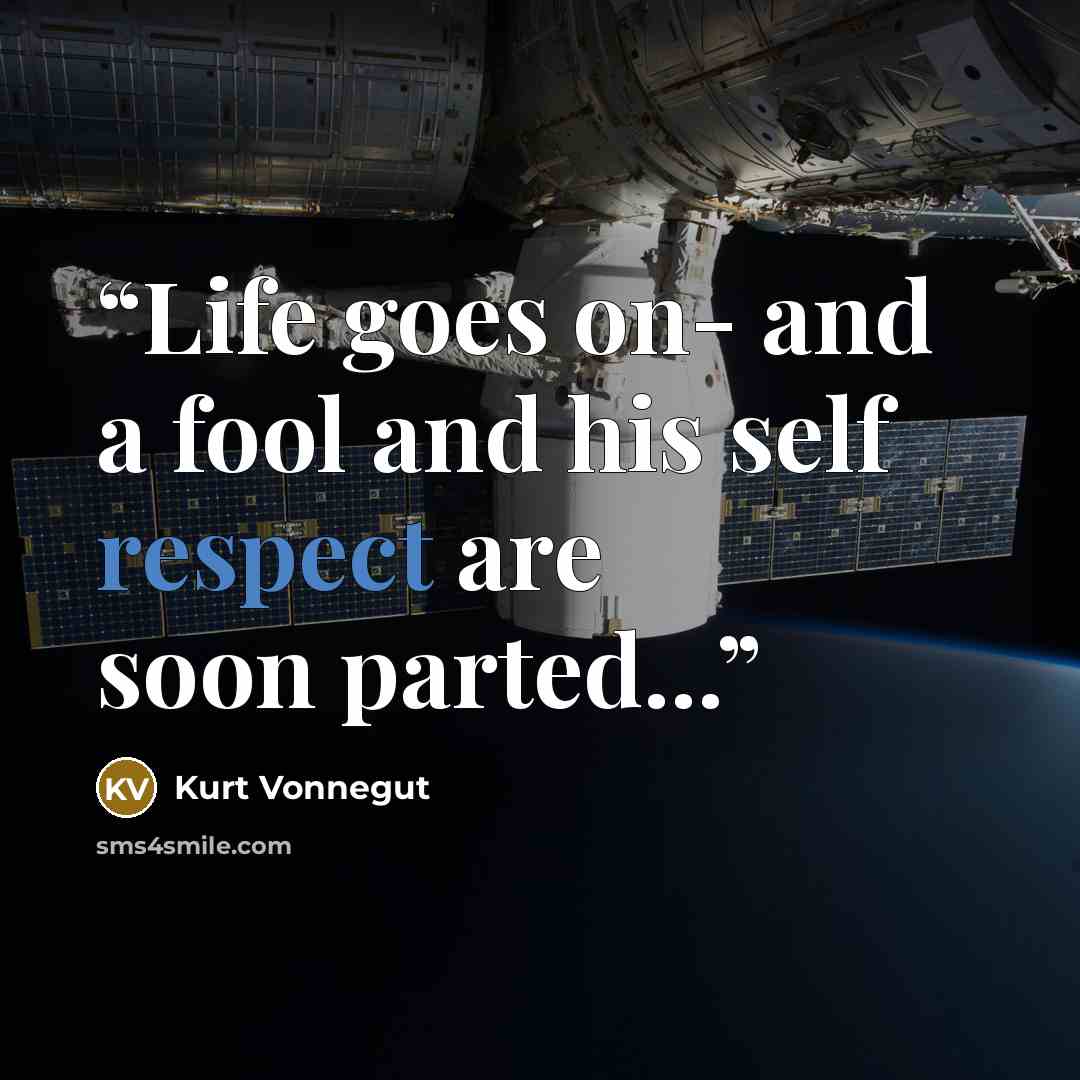 “Life goes on- and a fool and his self respect are soon parted...” quote by Kurt Vonnegut
